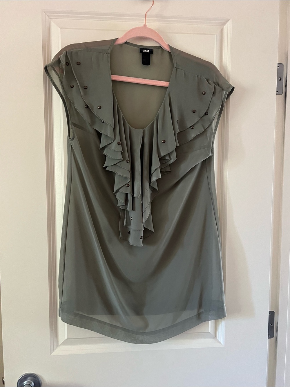 3/$20 - H&M Olive Green Ruffle V-Neck Sleeveless Camisole